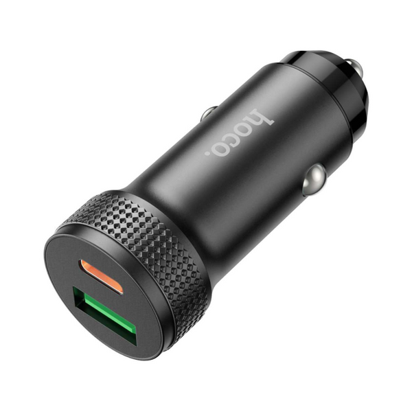 Hoco Z49B Level Dual Port 38W Car Charger – USB-C PD 20W & USB-A QC 18W Fast Charging Adapter