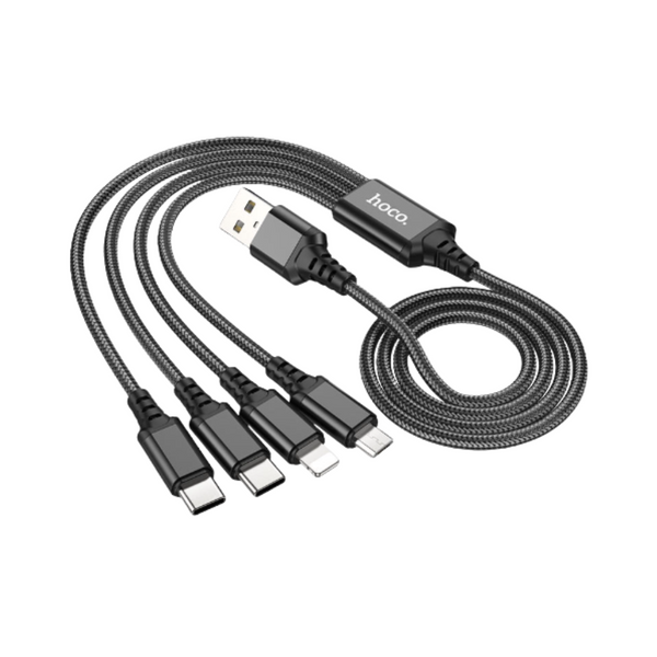Hoco X76 Type-C 2+iP+Micro 4 in 1 Strong and Durable Charging Cable 3.2 ft