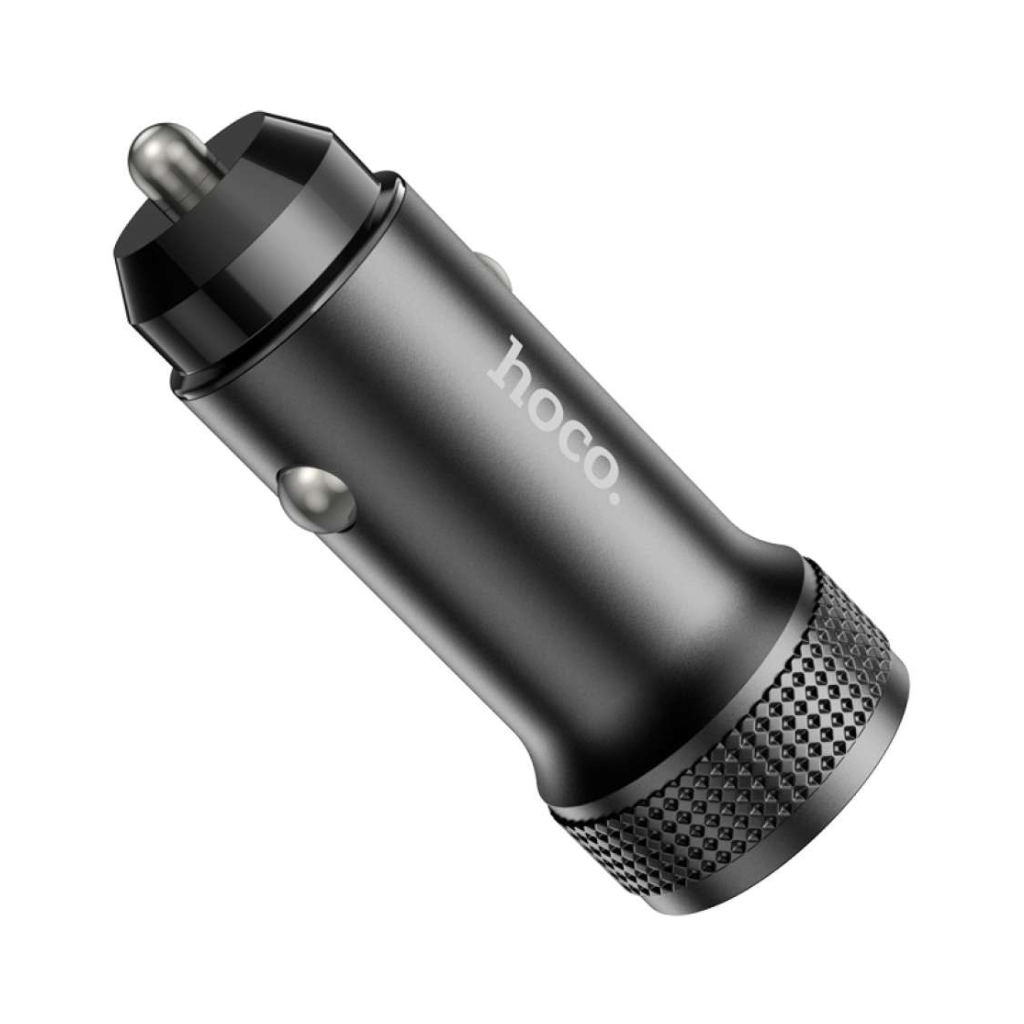 Hoco Z49B Level Dual Port 38W Car Charger – USB-C PD 20W & USB-A QC 18W Fast Charging Adapter