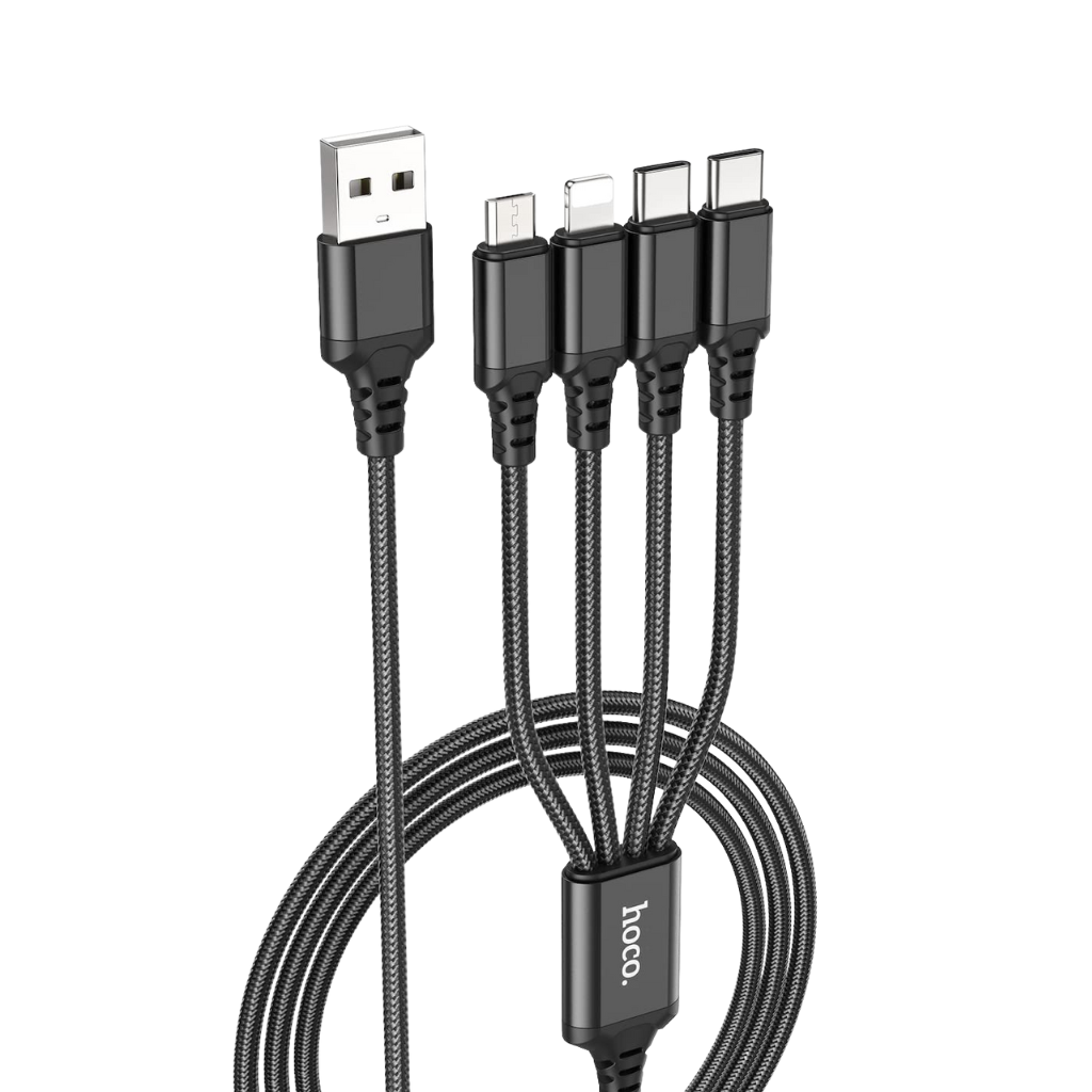Hoco X76 Type-C 2+iP+Micro 4 in 1 Strong and Durable Charging Cable 3.2 ft