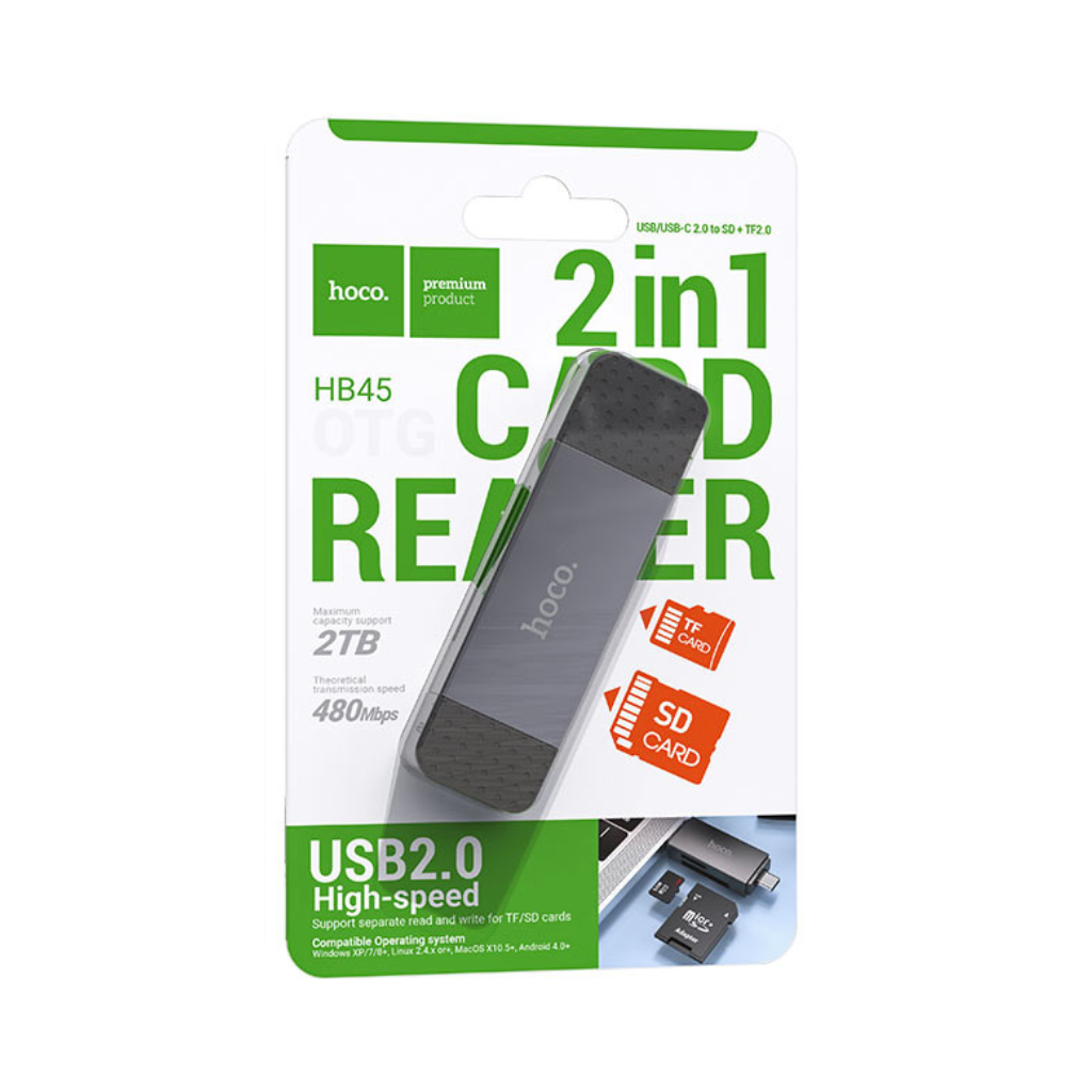 Hoco HB45 Spirit 3-in-1 USB & Type-C 2.0 Card Reader USB-A + Type-C 2.0