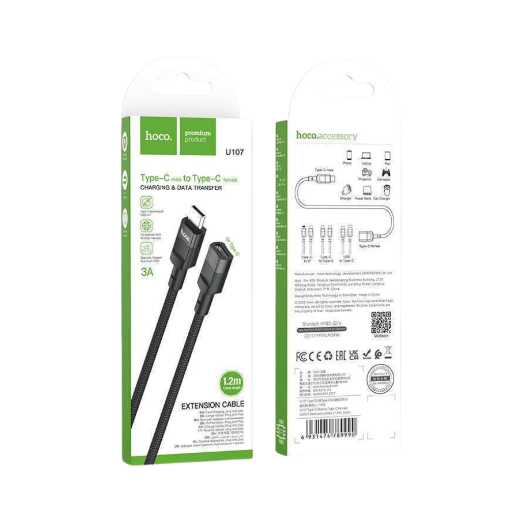Hoco U107 Type-C Male to Type-C Female Extension Cable