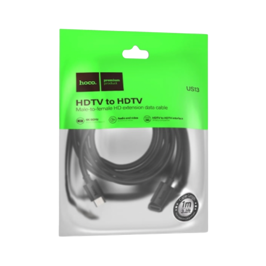 Cable HDTV male to HDTV female HOCO “US13” 4K HDMI To HDMI Cable 1M